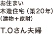 お住まい 木造住宅（築20年）（建物＋家財） | T.Oさん夫婦