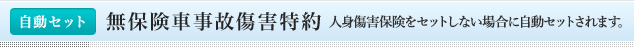 <自動セット>無保険車事故傷害特約 人身傷害保険をセットしない場合に自動セットされます。