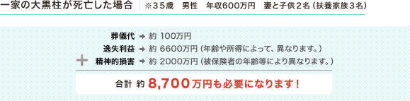 一家の大黒柱が死亡した場合