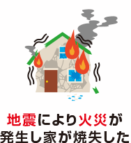 地震により火災が発生し家が焼失した